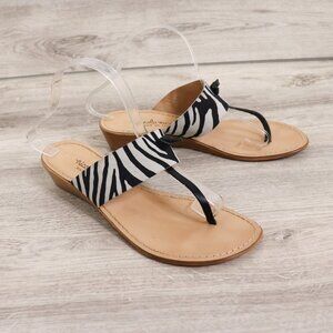 Niccolo Vacari Zebra Print Sandal Women’s 9.5 Suede Leather Made in Italy Wedge